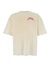 Amiri Pool Cue Beige Crewneck T-shirt With Logo Detail On The Front And Maxi Logo Print On The Rear In Cot In Neutral