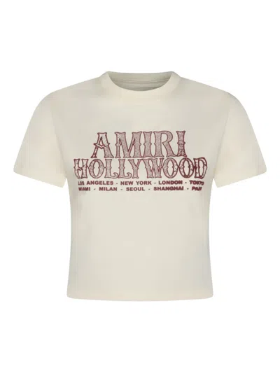 Amiri Graphic Print Crew Neck Short Sleeve Top In White