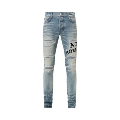 Pre-owned Amiri Hollywood Repaired Jean 'honeycomb Indigo' | Blue | Men's Size 34