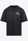 Amiri Black Crewneck T-shirt With Logo Lettering On Front And Rear