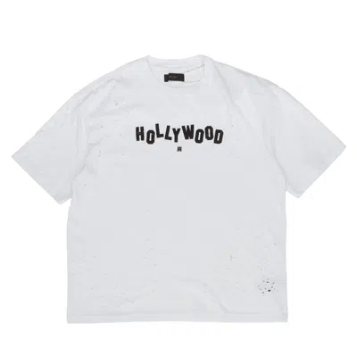Amiri Hollywood Shotgun Distressed T-shirt In White