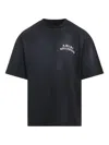 Amiri Black Crewneck T-shirt With Logo Lettering On Front And Rear In Multi