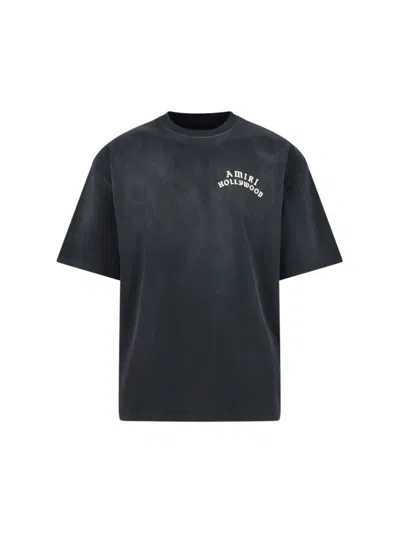 AMIRI HOLLYWOOD T-SHIRT WITH ICONIC LOGO EMBROIDERY