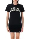 Amiri Hollywood Crew Neck Text Print Top In Black