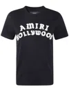 Amiri Hollywood Crew Neck Text Print Top In Black
