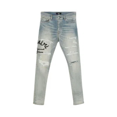 Pre-owned Amiri Hollywood Thrasher Jean 'antique Indigo'