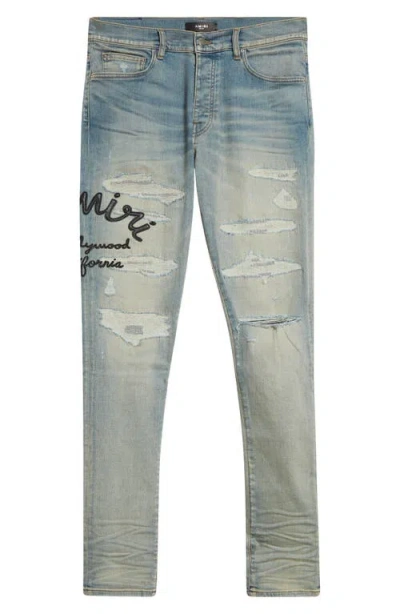 Amiri Hollywood Thrasher Skinny Jeans In Lighblue