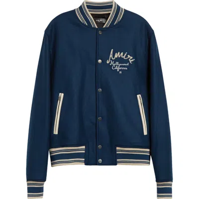 Amiri Hollywood Varsity Bomber Jacket In Blue