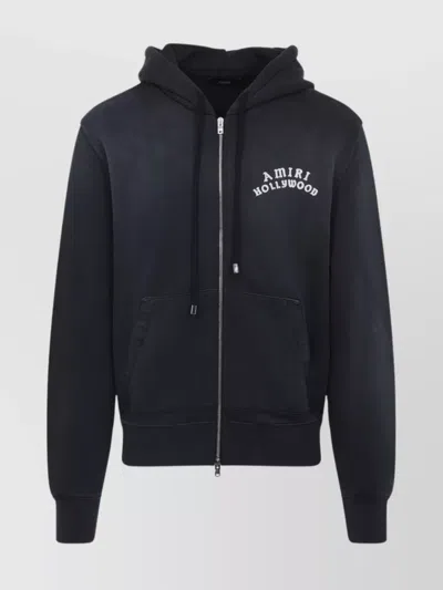 Amiri Hollywood Zip Hoodie Drawstring Detail In Black