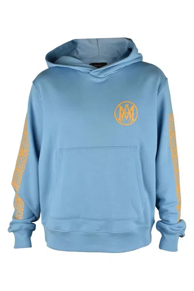 Amiri Hooded Cotton Sweatshirt With Graphic Prints In Blue