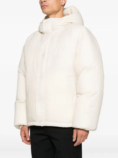 Amiri Mens Alabaster Logo-patch Padded Shell-down Jacket Xl In Neutral