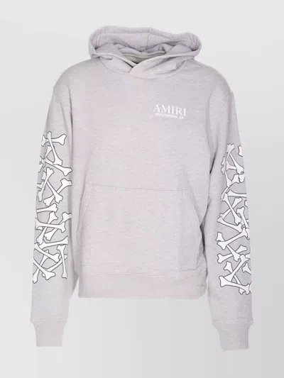 Amiri Hooded Skull Print Sweater In Gray