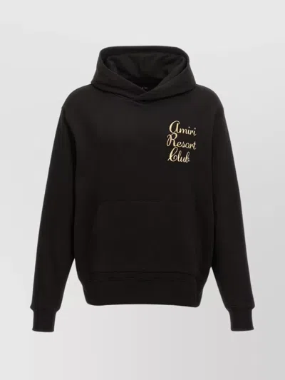 Amiri Resort Club Letter-printed Hooded Hooded Hoodie In Black