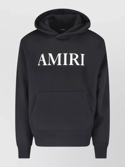 Amiri Hooded Sweatshirt Kangaroo Pocket Ribbed Trims In Black