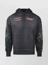 Amiri Hooded Sweatshirt With Front Pocket And Palm Tree Motif In Black