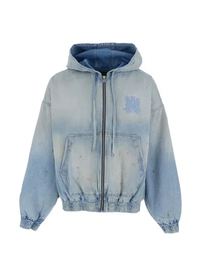 Amiri Hooded Zip Jacket In Blue