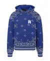 Amiri Bandana B-ball Cotton & Cashmere Hoodie Sweater In Blue