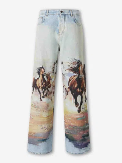 Amiri Horse Wide Leg Jeans In Multi