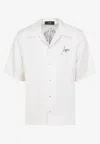 Amiri Convertible-collar Logo-print Silk-twill Shirt In White