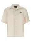 Amiri Convertible-collar Logo-print Silk-twill Shirt In Neutral