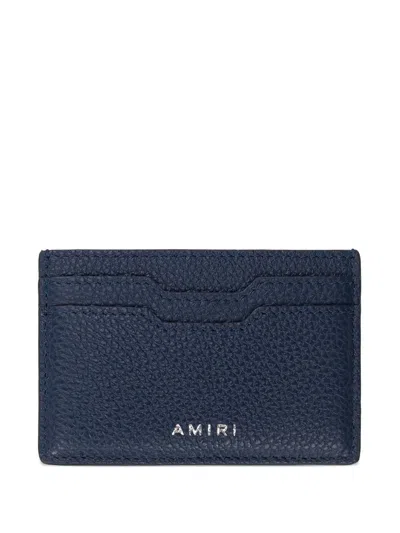 Amiri Iconic Emblem Leather Cardholder In Blue