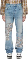 Amiri Indigo Camo Boro Jeans In Honeycomb Indigo