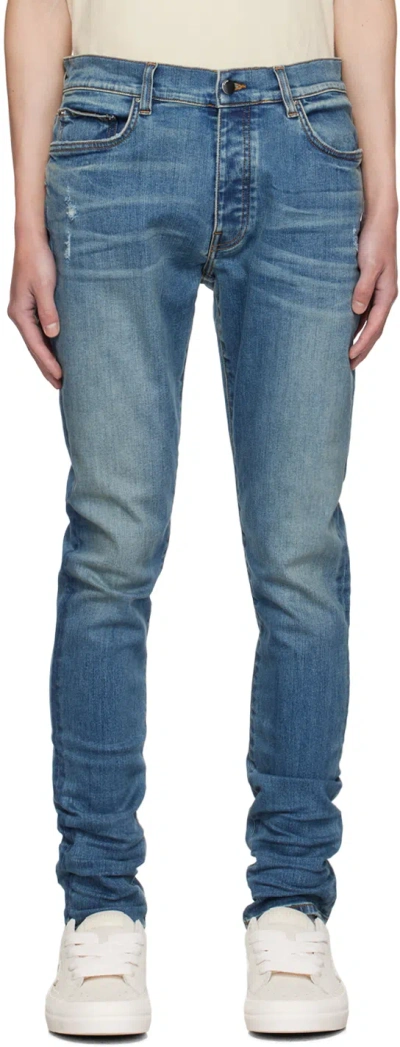 Amiri Indigo Stack Jeans In Dark Indigo