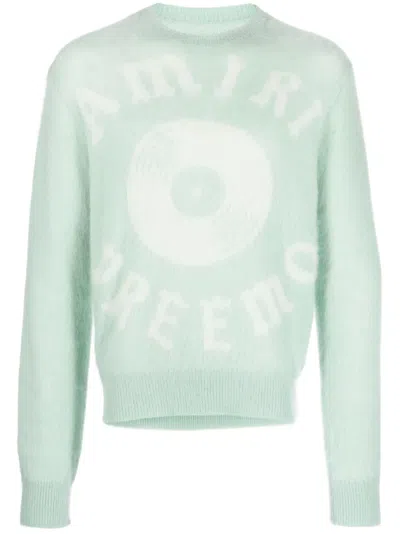 Amiri Logo-intarsia Knitted Sweater In Frosty Green