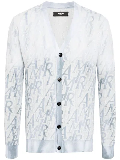 Amiri Intarsia-knit V-neck Cardigan In White
