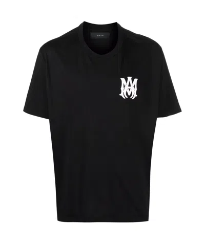 Amiri Black Crewneck T-shirt With Logo Print On The Front And Logo Lettering On The Rear In Cotton Man
