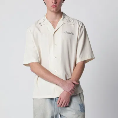 Amiri Ivory Shirt With Stud Embroidery Men In White