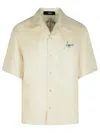 Amiri Convertible-collar Logo-print Silk-twill Shirt In Neutral