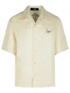 Amiri Convertible-collar Logo-print Silk-twill Shirt In Neutral