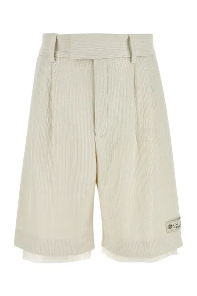 AMIRI IVORY STRETCH POLYESTER BERMUDA SHORTS