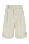 Amiri Pleated Bermuda Shorts In Textured Fabric