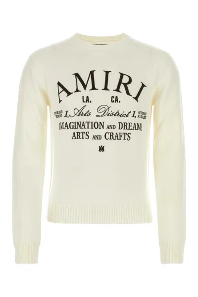 Amiri Ivory Wool Blend Arts District Sweater In Alabaster