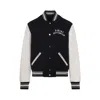 Amiri Tailored Black Wool Blend Varsity Jacket With Embroidered Details In Gray