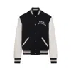Amiri Tailored Black Wool Blend Varsity Jacket With Embroidered Details In Gray
