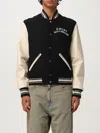 Amiri Varsity Jacket With White Contrasting Sleeves And Embroidered Detailing In Black