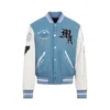 Amiri Oversized Varsity Jacket Ribbed Collar In Blue