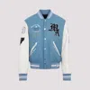 Amiri Oversized Varsity Jacket Ribbed Collar In Blue