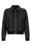 Amiri Leather Jacket Front Pockets Cuffs Hem Ribbed In Black