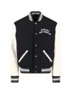Amiri Varsity Jacket With White Contrasting Sleeves And Embroidered Detailing In Black