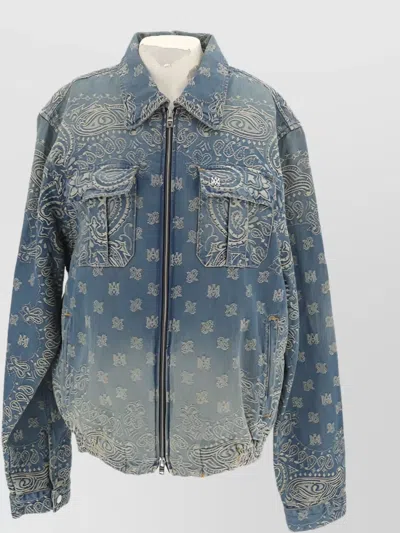 Amiri Jacquard Bandana Blouson Embroidered Detailing In Blue