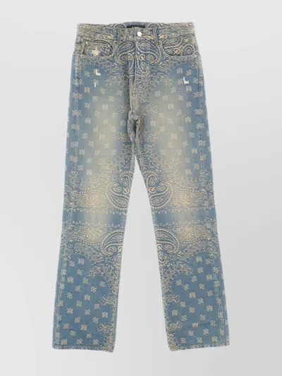 Amiri Jacquard Bandana Straight Jean In Blue