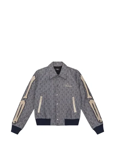 Amiri Jacquard Bones Bomber Jacket In Gray