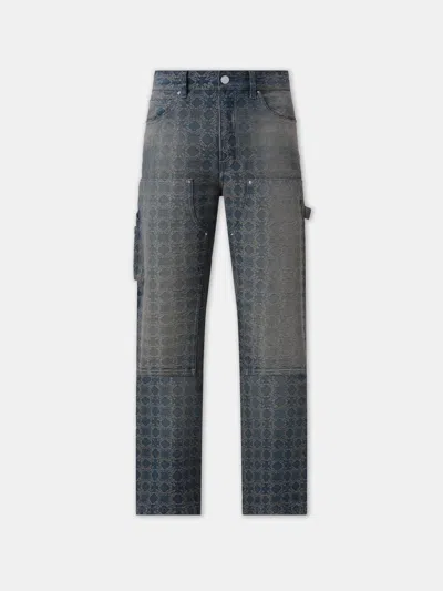 Amiri Quad Jacquard Denim Carpenter Pants In Blue
