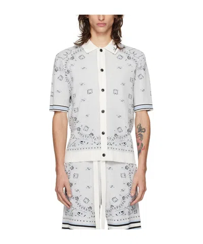 Amiri Jacquard Logo Short-sleeved Shirt In White