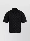 Amiri Mens Quad Monogram-jacquard Short-sleeve Cotton And Wool-blend Shirt Black