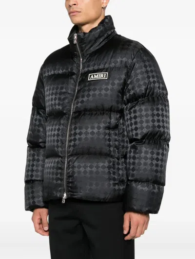 Amiri Jacquard Logo Puffer Jacket In Black